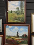 A Renwick, (contemporary), an oil painting, windmill, signed, 49 x 59cm, framed, 59 x 69cm, and a