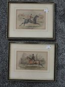Sturges, (19th century), a pair of prints, horse interest, 11 x 16cm, later mounted framed and