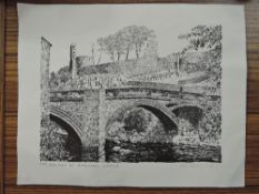 Alfred Wainwright, (1907-1991), a print, The Bridge at Barnard Castle, signed, (faded), 16 x 20,