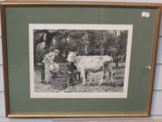 Julien Dupe, (19th/20th century), after, an engraving, French, Dans Le Clos, 27 x 33cm, modern