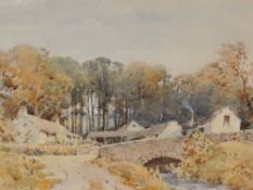 Fred Tucker, (1860-1935), a watercolour, autumnal Lakeland village, signed, 29 x 44cm, mounted