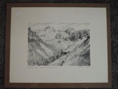 Alfred Wainwright, (1907-1991), after, a Ltd Ed print, Scafell Pike from Throstle Garth, signed,