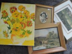(19th/20th century), a watercolour, study of old man in hat, 14 x 10cm, mounted framed and glazed,