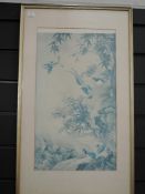 (20th century), a pair of prints, Oriental birds and foliage, 44 x 25cm, mounted framed and