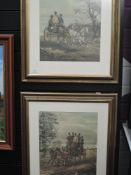 (20th century), a pair of re-prints, coach and horses, 35 x 29cm, mounted framed and glazed, 55 x