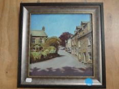 William H Jones, (contemporary), Kirkby Lonsdale street view, signed, 28 x 28cm, framed, 38 x 38cm