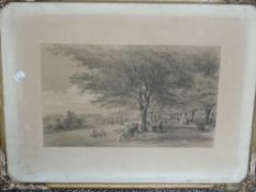 A P Cuff, (19th century), after, a pair of engravings, urban and country landscapes, 42 x 56cm