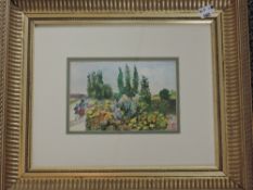 Peter Lapis, (contemporary), a watercolour, cottage garden, signed and date 2011, 11 x 16cm, mounted