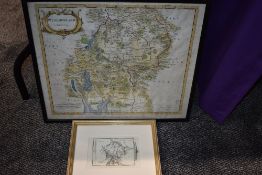 Antique Map. Westmorland. Robert Morden. Later colour. Framed and glazed. Plus 1 other. (2)