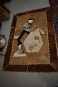 A cattleskin rug, with matador decoration