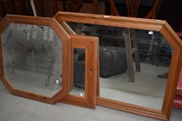 Three modern pine wall mirrors