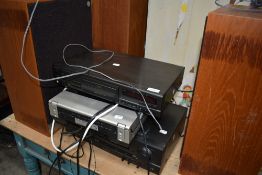 A selection of hifi equipment etc including pair of Mordaunt Short speakers
