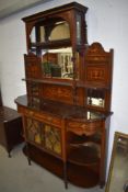 A 19th Century Sheraton style chiffonier sideboard having mirror back and extensive inlay