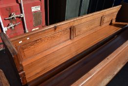 A traditional pitch pine pew originally from Staveley/Ings church, length approx 300cm
