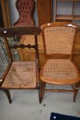 Two (not a pair) 19th Century cane seated bedroom chairs