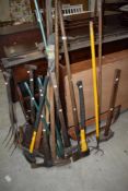 A selection of vintage and later garden tools etc