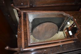 A 19th Century dressing table mirror, damage to leg