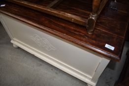 An early 20th Century part painted bedding chest