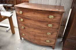 A 19th Century Regency design mahogany bow fronted chest of four long drawers