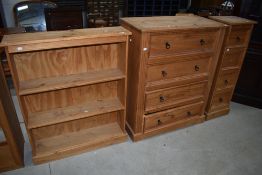 Three pieces of rustic pine bedroom furniture