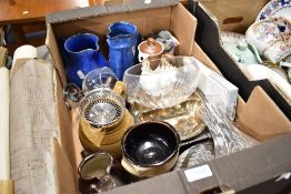 A selection of ceramics and glass wares including water jugs