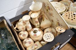 An early 20th century Crown Devon Fieldings ceramic dressing table set with additional pieces