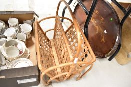 A mid century bamboo magazine rack