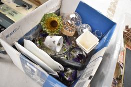 A selection of ceramics and glass wares including hand painted glass