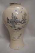An oriental vase having lacquer work and mother of pearl design