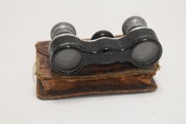 A pair of 20th century G.P Goerz opera glasses or binoculars with leather case