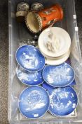 A mixed box of ceramics, to include Copenhagen Christmas plates and Royal Doulton jug,AF.