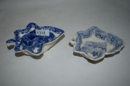 Two antique cream ware pickle dishes in the form of ivy leafs one by Copland