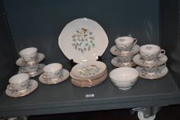 A mid century Tuscan Blue Star pattern part tea service