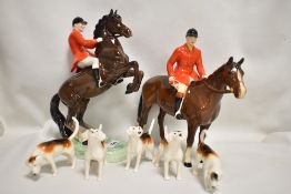 Seven Beswick studies, Huntsman, style two, brown 1501, Rearing Huntsman, style two, brown 868,