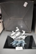 A modern Swarovski silver crystal glass study of a sailing boat with box