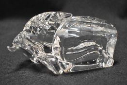 A modern Swarovski silver crystal glass figurine of a Bison with box
