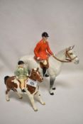 Two Beswick studies, Huntsman, style two, grey 1501 and Girl on Pony, skewbald 1499
