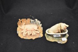 Two Border Fine Arts Studies, Pig Interest, unboxed