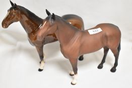 Two Beswick studies, The Winner, matt and gloss, both brown 2421