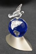 A modern Swarovski silver crystal glass study titled Planet Vision 2000 with box