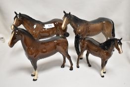 Four Beswick studies, Arab Xayal 1265, Hackney 1361 and Bois Roussel x2 701, all brown