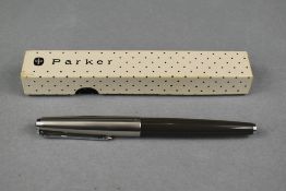 A Parker 61 fountain pen in grey with lusterloy cap in original box