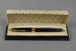 A Parker 17 fountain pen in black with broad band to cap in original box