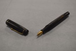 A Stephens 106 leverfill fountain pen in black with single bands to the cap having a Stephens nib.