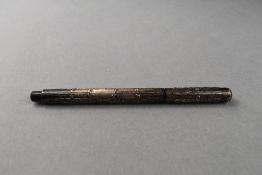 An un-named HM silver eyedropper fountain pen. AF with slight split to the cap. Approx 13.4cm