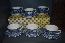 A modern Nikko Double Phoenix set of tea cups and saucers