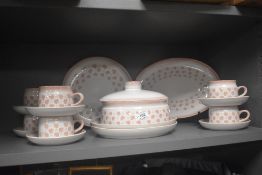 A collection of 1980s Denby 'Falling Leaves', comprising of cups and saucers, platter, plates and