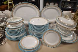 A Victorian Worcester dinner service having brown stamp, including tureens, chargers and dinner