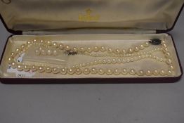 Two strings of pearls including baroque