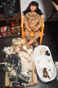 A collection of Modern bisque headed Dolls including Alberon, Ashton Drake and similar, 7 in total